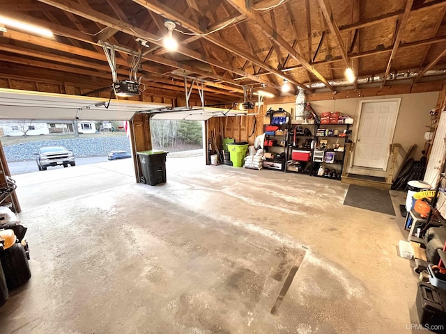 garage with a garage door opener