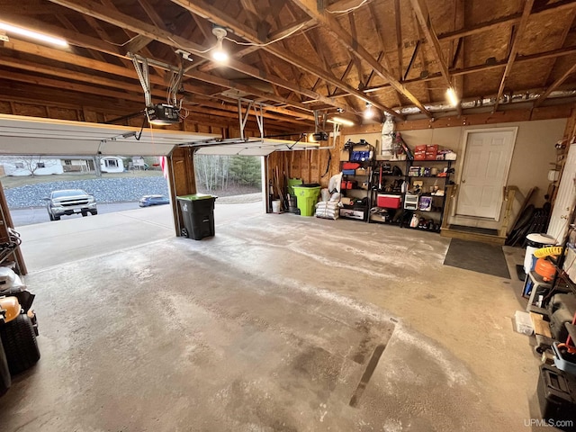 garage with a garage door opener