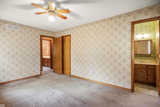 475 S Bartlett Rd, Saint Clair, MI 48079 - empty room with light colored carpet, ceiling fan, baseboards, and visible vents