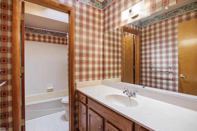 475 S Bartlett Rd, Saint Clair, MI 48079 - full bath featuring wallpapered walls, tile patterned floors, vanity, and toilet