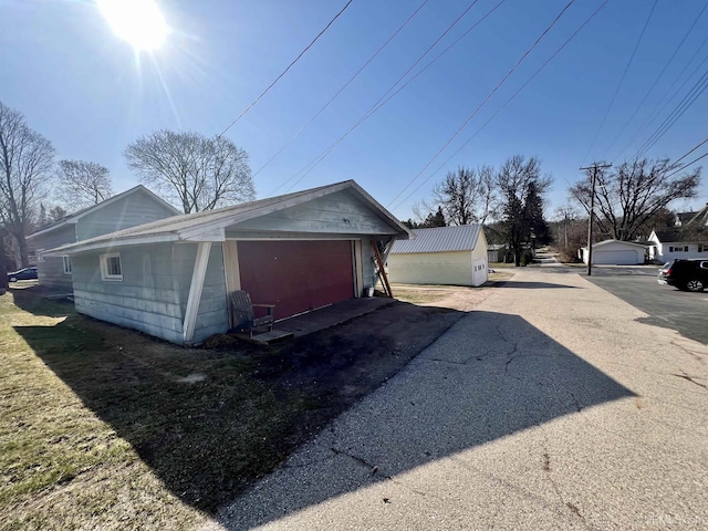 exterior space with a garage