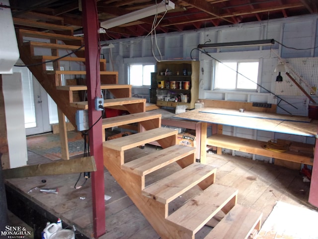 basement featuring stairway