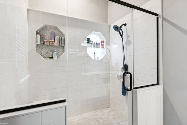 bathroom with a stall shower