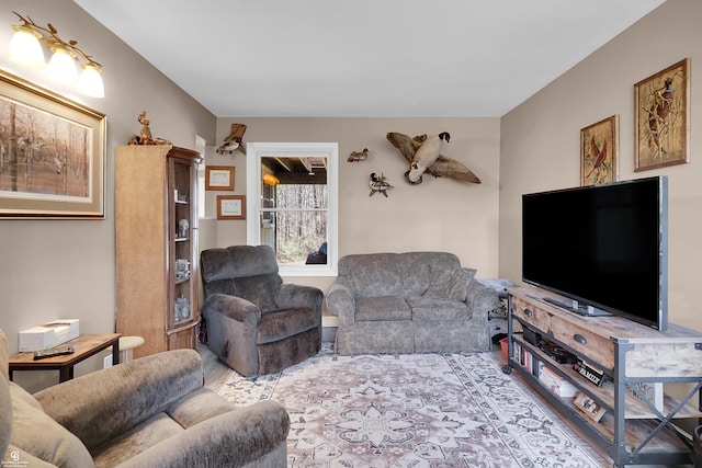 living room with wood finished floors
