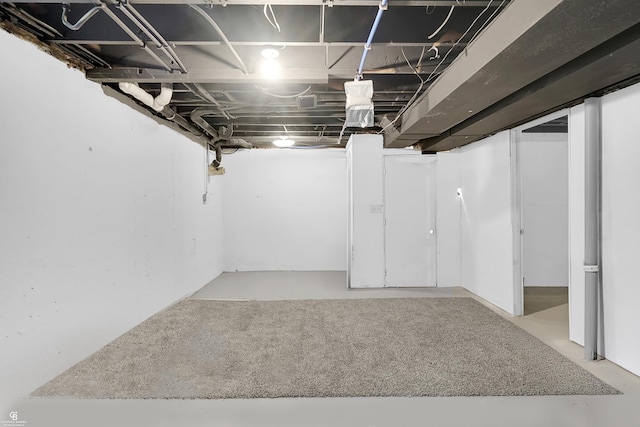 view of unfinished basement