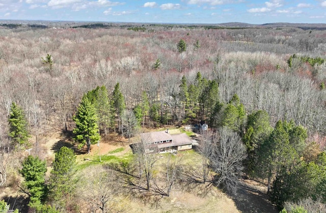 birds eye view of property with a forest view