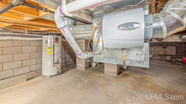 utility room featuring gas water heater