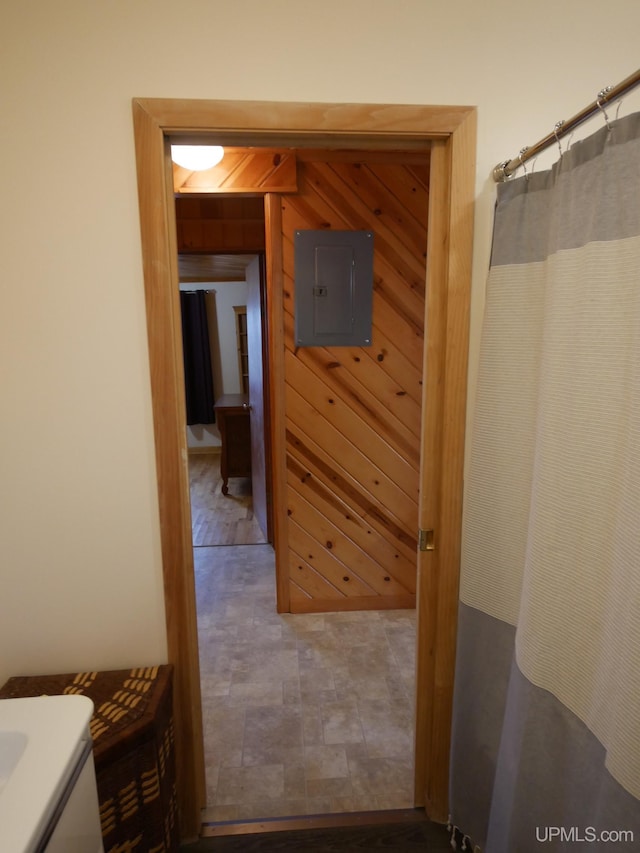 full bath with electric panel