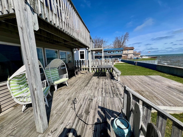 deck with a water view