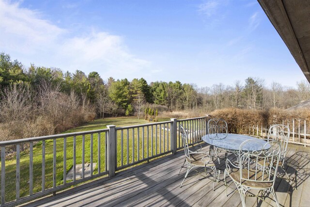 6728 Frith Rd, Smiths Creek, MI 48079 - wooden deck with outdoor dining space and a yard