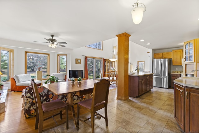 6728 Frith Rd, Smiths Creek, MI 48079 - dining room featuring recessed lighting, a ceiling fan, and a healthy amount of sunlight