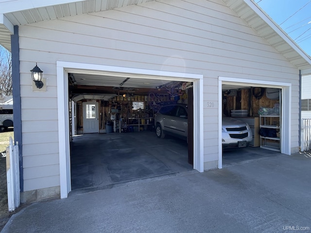 view of garage
