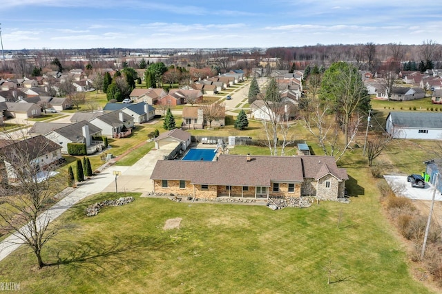 drone / aerial view featuring a residential view