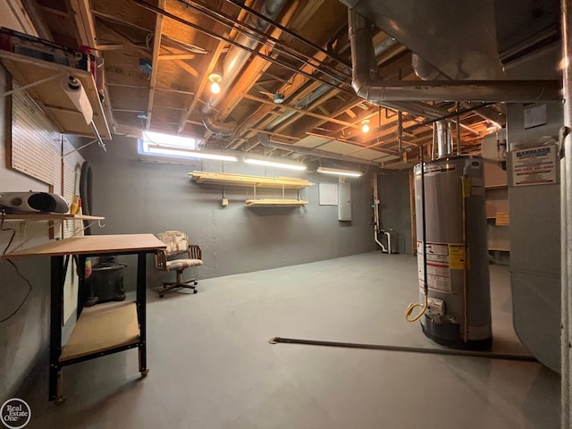 basement with water heater
