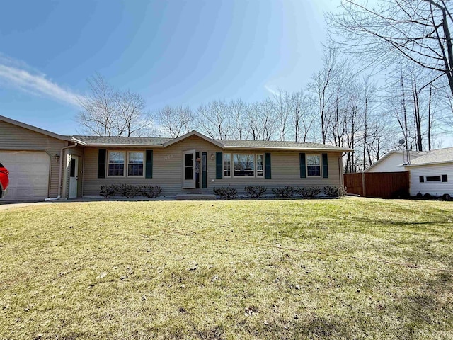 2709 W 6th Ave, Gladstone, MI 49837 - ranch-style home featuring an attached garage, a front lawn, and fence