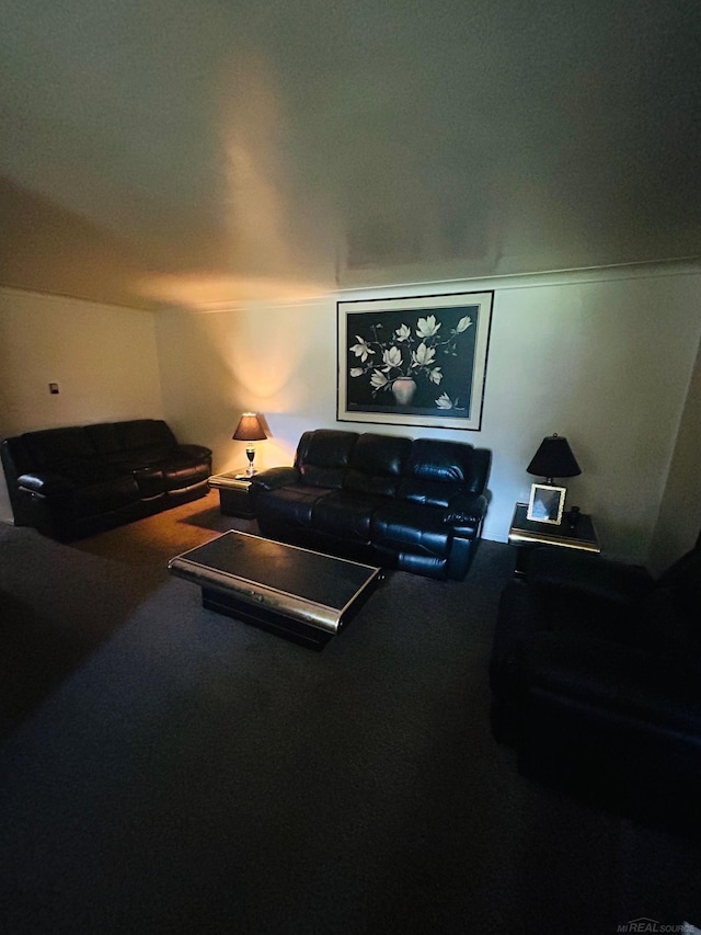 living area with carpet