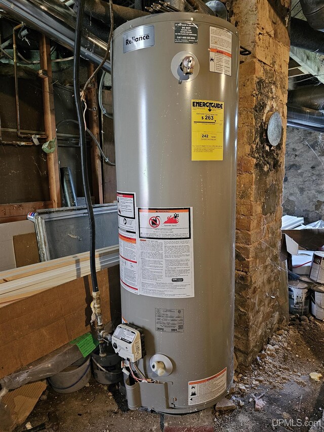 utility room with water heater