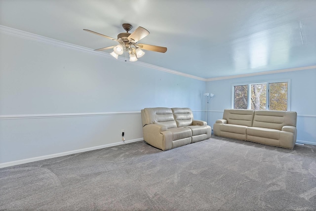 17769 Edloytom Way Unit 253, Clinton Township, MI 48038 - living area featuring crown molding, ceiling fan, baseboards, and carpet floors