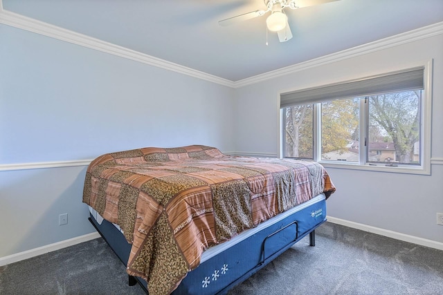 17769 Edloytom Way Unit 253, Clinton Township, MI 48038 - bedroom featuring crown molding, carpet flooring, baseboards, and a ceiling fan