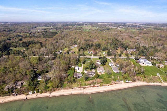 4358 Lakeshore Rd, Lexington, MI 48450 - aerial view featuring a water view and a forest view