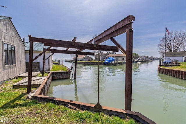 dock area featuring a water view