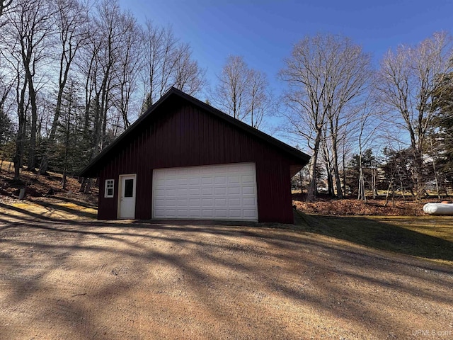 view of detached garage