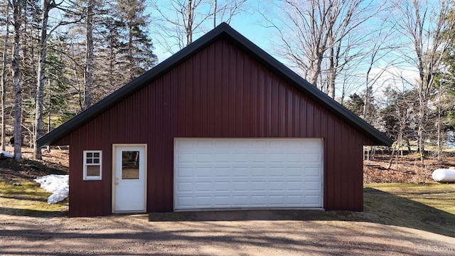 view of detached garage