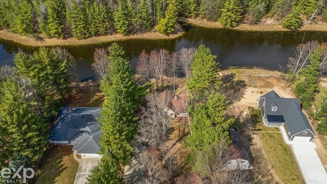 bird's eye view featuring a water view