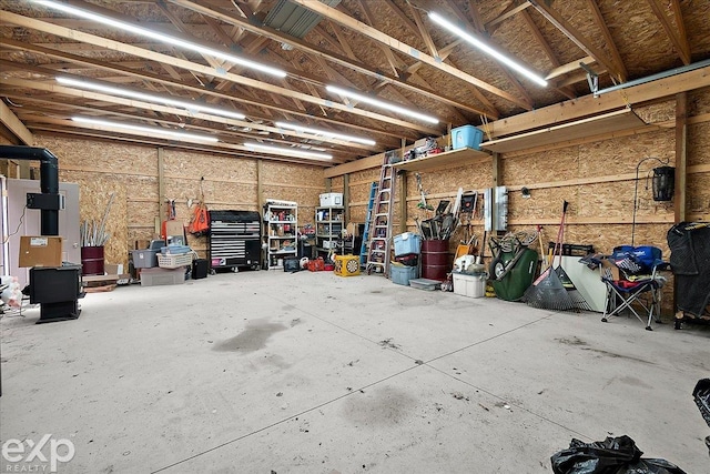 garage featuring a workshop area