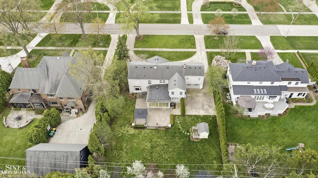aerial view with a residential view