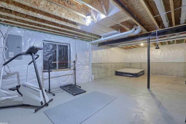 unfinished basement with electric panel