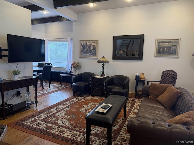 living room with wood finished floors
