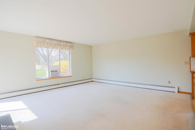 2428 Irma St, Warren, MI 48092 - empty room featuring a baseboard radiator, cooling unit, and light carpet