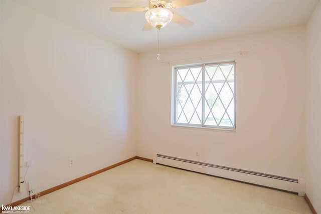 2428 Irma St, Warren, MI 48092 - carpeted spare room featuring ceiling fan, a baseboard heating unit, and baseboards
