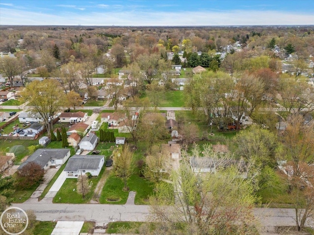bird's eye view featuring a residential view