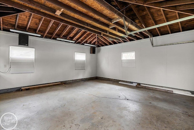 basement with a garage