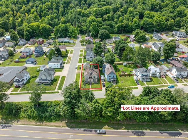 aerial view featuring a residential view