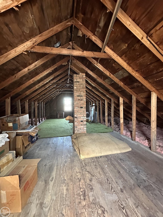 view of unfinished attic