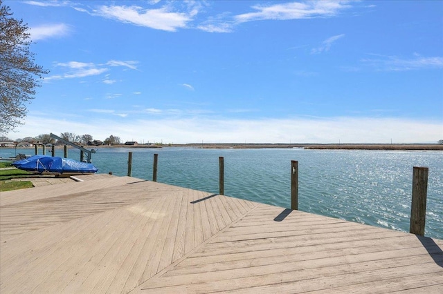 dock area featuring a water view