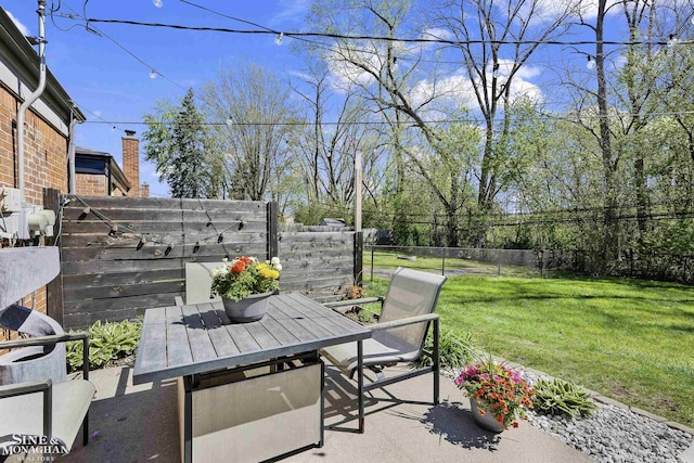 view of patio / terrace featuring outdoor dining area and a fenced backyard