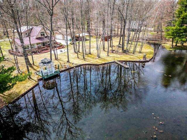5421 Andrew St, Harrison, MI 48625 - view of swimming pool with a water view and a boat dock
