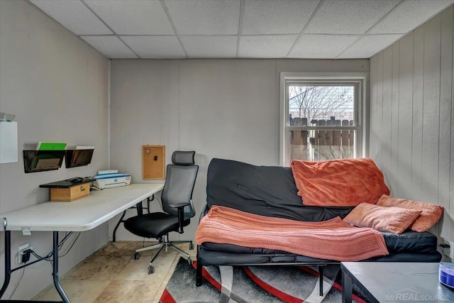 29094 Herbert St, Madison Heights, MI 48071 - home office with wood walls and a paneled ceiling