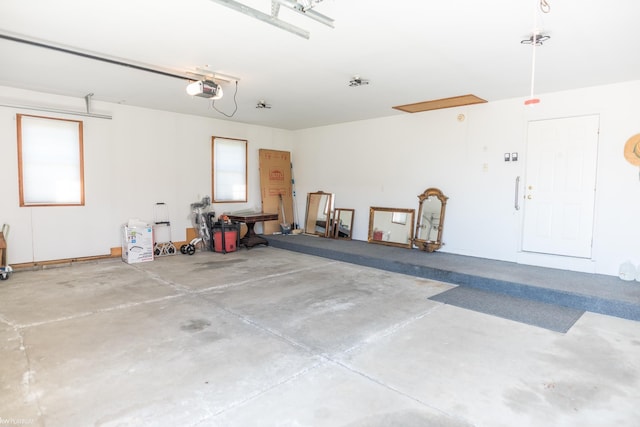 garage with a garage door opener