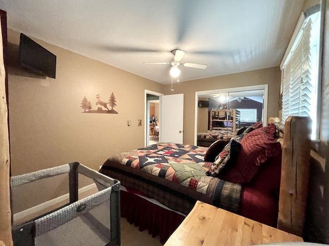 bedroom featuring ceiling fan