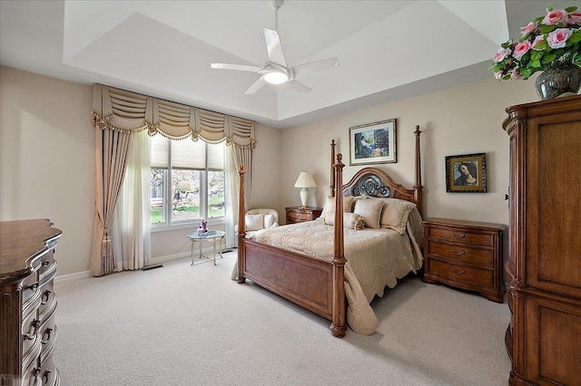 15113 Totten Pl, Shelby Twp, MI 48315 - bedroom with baseboards, light carpet, and ceiling fan