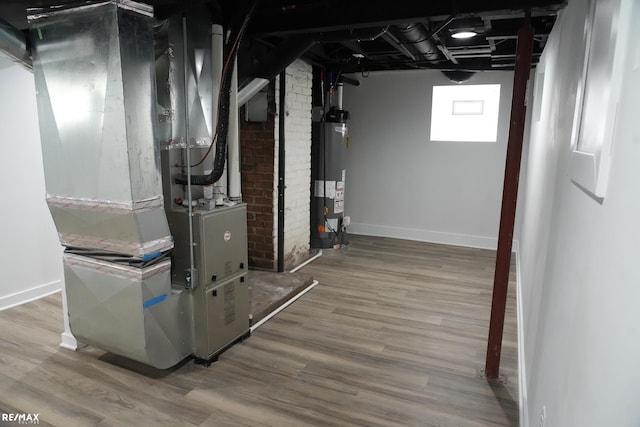 utilities with water heater and heating unit