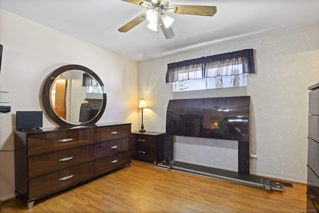 room details with ceiling fan and wood finished floors