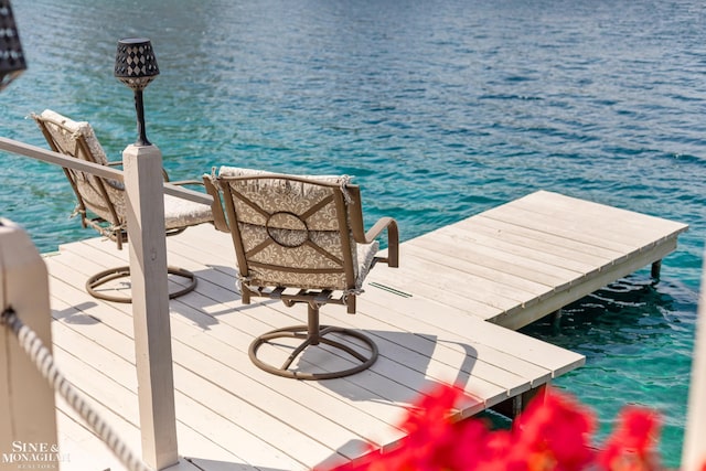 view of dock featuring a water view