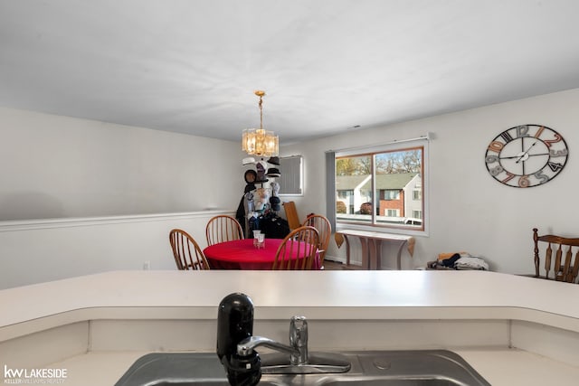 interior space with a notable chandelier