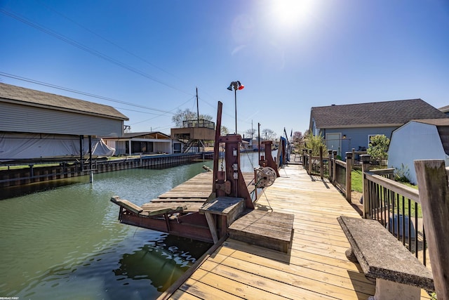 view of dock featuring a water view